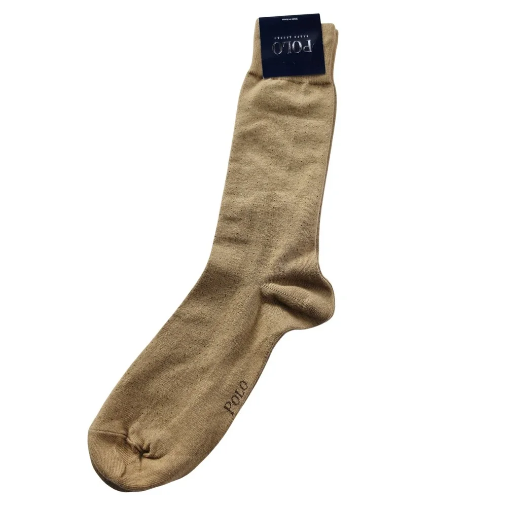 Polo Ralph Lauren NWT Mens Dress Socks Tan Khaki Cotton Blend Crew